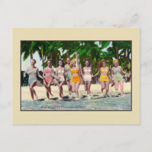 Vintage water nymphs tropical beach Florida Postcard