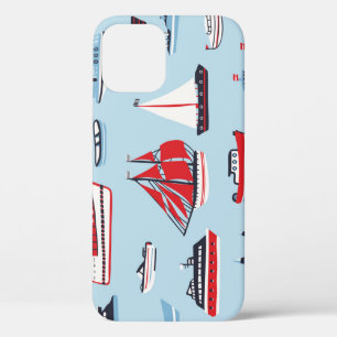 Vintage Water Transport Doodle Pattern iPhone 12 Case