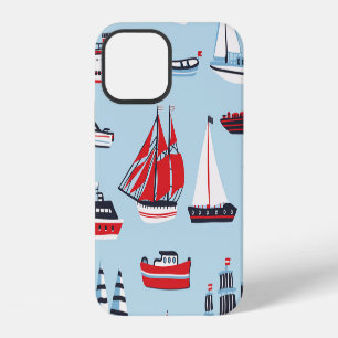 Vintage Water Transport Doodle Pattern iPhone 12 Case