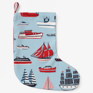 Vintage Water Transport Doodle Pattern Small Christmas Stocking