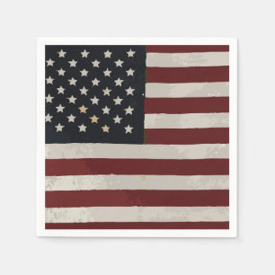 Vintage Watercolor American Flag 4th of July Napkin