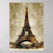 Vintage Watercolor Art of Eiffel Tower