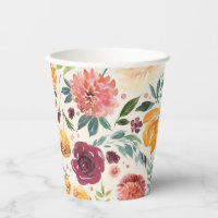 Vintage Watercolor Autumn Blooms Pattern