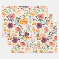 Vintage Watercolor Autumn Blooms Pattern