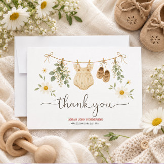 Vintage Watercolor Baseball First Birthday Thank You Card