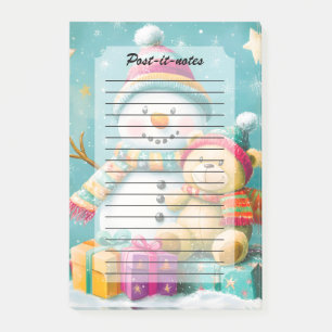 Vintage Watercolor Bear Snowman Christmas Joy Post-it Notes