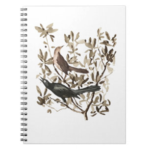 Vintage Watercolor Birds on Branches Decorative Notebook