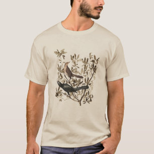 Vintage Watercolor Birds on Branches Decorative T-Shirt