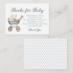 Vintage Watercolor Blue Baby Carriage Personalised Card