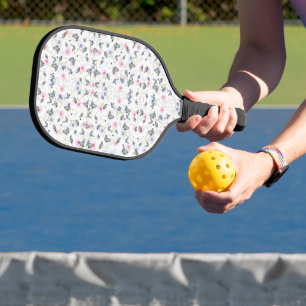 Vintage Watercolor Blue Butterfly & Pink Floral Pickleball Paddle