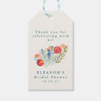 Vintage Watercolor Blue Red Floral Bridal Shower