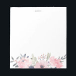 Vintage Watercolor Blush Flowers Notepad<br><div class="desc">Vintage Watercolor Blush Flowers Notepad | An elegant and whimsical notepad featuring watercolor floral frame of pink flowers and greenery. This will be a perfect feminine accent for your office.</div>