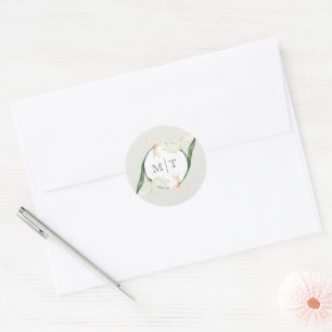 Vintage Watercolor Botanical Tulips Floral Wedding Classic Round Sticker