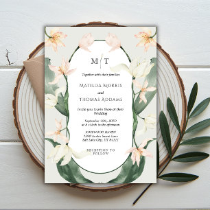 Vintage Watercolor Botanical Tulips Floral Wedding Invitation