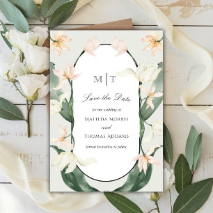 Vintage Watercolor Botanical Tulips Floral Wedding Save The Date