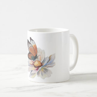 Vintage Watercolor Butterfly Floral Ceramic Mug