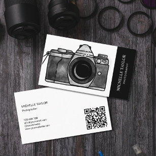 Vintage Watercolor Camera Photography Professional Business Card
