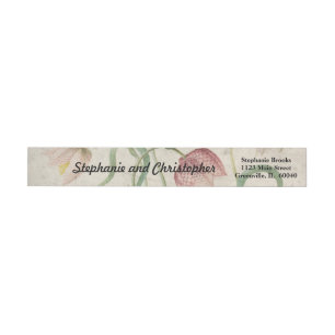 Vintage Watercolor Chequered Lily Wedding Wrap Around Label