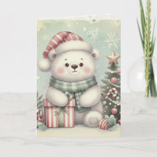 Vintage Watercolor Christmas Floral and Ornaments Card