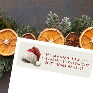 Vintage Watercolor Christmas Hat Return Address