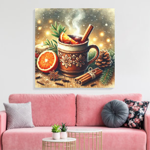 Vintage Watercolor Christmas Market Mulled Wine Canvas Print