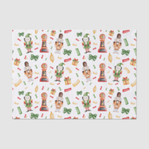 Vintage Watercolor Christmas Nutcrackers Tissue Paper