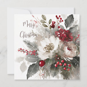 Vintage watercolor Christmas spray custom Holiday Card