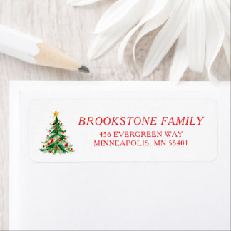 Vintage Watercolor Christmas Tree Holiday Card