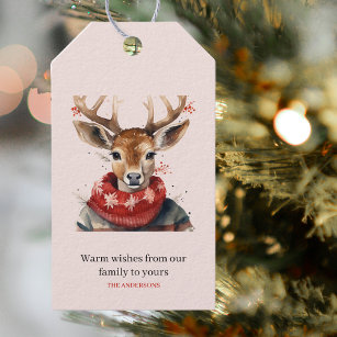 Vintage Watercolor Deer &. Merry Christmas Gift Tags