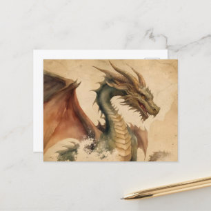 Vintage Watercolor Dragon Postcard