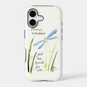 Vintage Watercolor Dragonfly Always Remember text