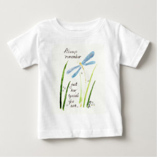 Vintage Watercolor Dragonfly Always Remember text  Baby T-Shirt
