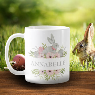 Vintage Watercolor Easter Bunny Personalised Gift Coffee Mug