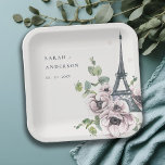 Vintage Watercolor Eiffel Tower Floral Wedding Paper Plate<br><div class="desc">Vintage Pastel Watercolor Eiffel Tower Collection- it's an elegant minimal watercolor Illustration of Eiffel Tower Hearts and floral  Perfect for your French destination wedding & parties. It’s very easy to customise,  with your personal details. If you need any other matching product or customisation,  kindly message via Zazzle.</div>