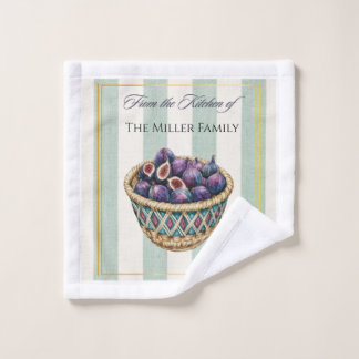 Vintage Watercolor Fig Harvest Kitchen Labels Wash Cloth