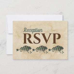 Vintage Watercolor Fish Reception Dinner RSVP Card