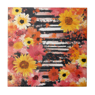 Vintage Watercolor Floral Abstract Pattern (10) Tile