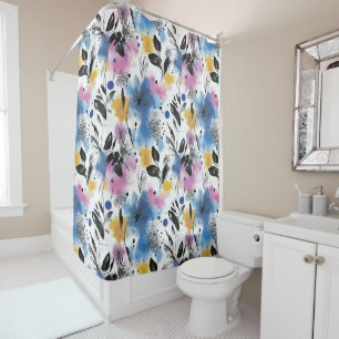 Vintage Watercolor Floral Abstract Pattern (13) Shower Curtain