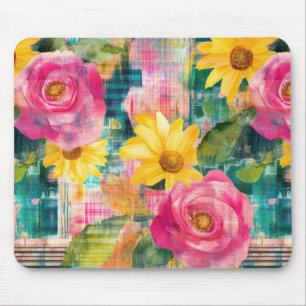 Vintage Watercolor Floral Abstract Pattern (14) Mouse Pad