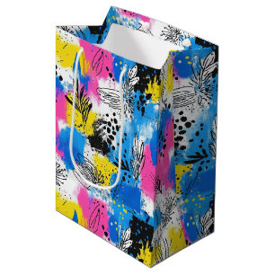 Vintage Watercolor Floral Abstract Pattern (15) Medium Gift Bag