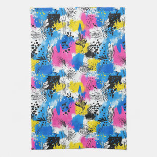 Vintage Watercolor Floral Abstract Pattern (15) Tea Towel