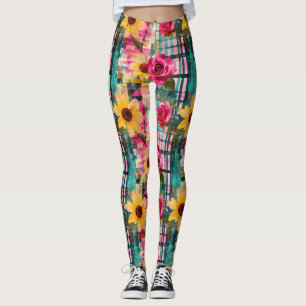 Vintage Watercolor Floral Abstract Pattern (16) Leggings