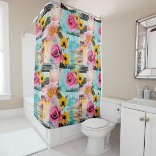 Vintage Watercolor Floral Abstract Pattern (2) Shower Curtain