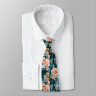 Vintage Watercolor Floral Abstract Pattern (3) Tie