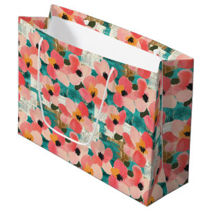 Vintage Watercolor Floral Abstract Pattern (4) Large Gift Bag