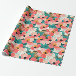 Vintage Watercolor Floral Abstract Pattern (4) Wrapping Paper