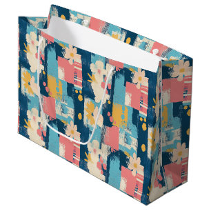 Vintage Watercolor Floral Abstract Pattern (5) Large Gift Bag