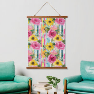 Vintage Watercolor Floral Abstract Pattern (7) Hanging Tapestry