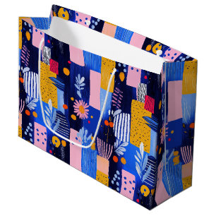 Vintage Watercolor Floral Abstract Pattern (8) Large Gift Bag