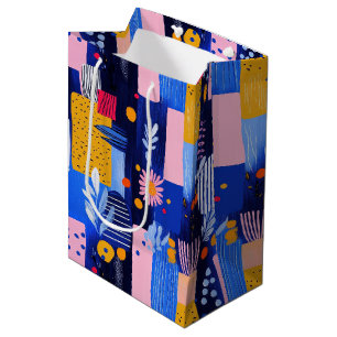 Vintage Watercolor Floral Abstract Pattern (8) Medium Gift Bag